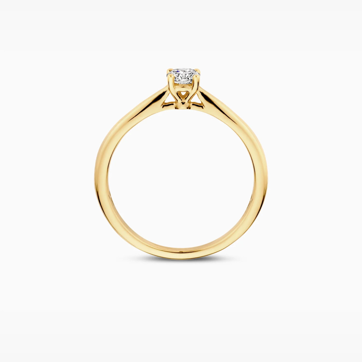 Blush Lab Diamonds LG1001Y gouden solitair ring met lab grown diamant 0.25 crt 4.1 mm breed