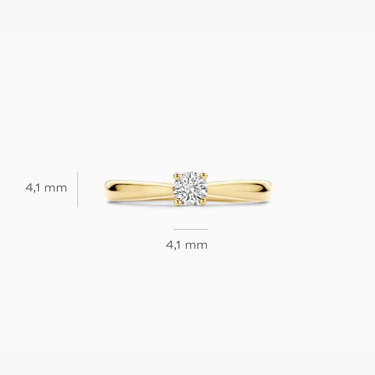 Blush Lab Diamonds LG1001Y gouden solitair ring met lab grown diamant 0.25 crt 4.1 mm breed