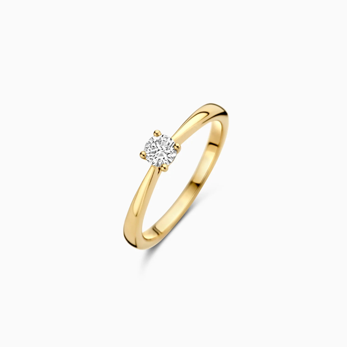 Blush Lab Diamonds LG1001Y gouden solitair ring met lab grown diamant 0.25 crt 4.1 mm breed