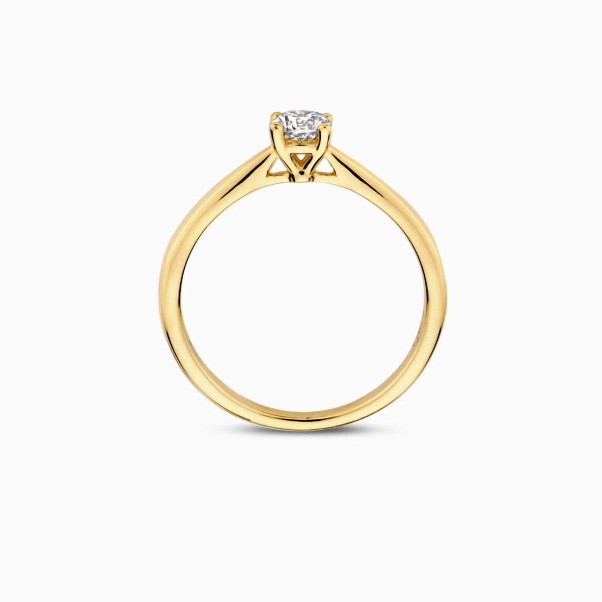 Blush Lab Diamonds LG1002Y gouden solitair ring met 0.35 crt lab grown diamant 4.5 mm breed