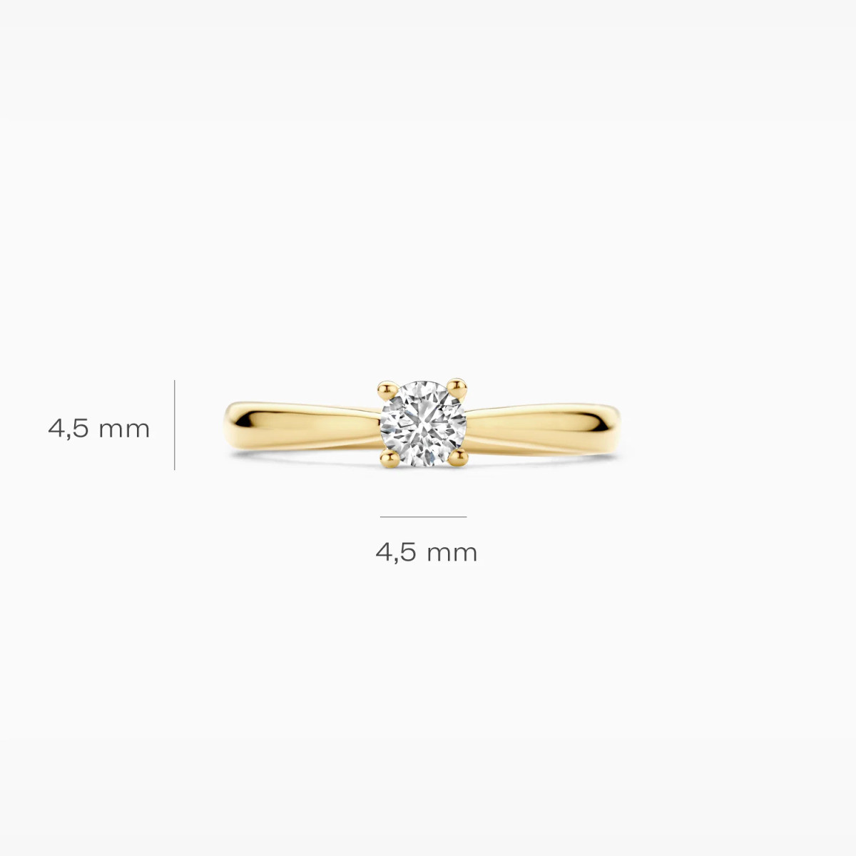 Blush Lab Diamonds LG1002Y gouden solitair ring met 0.35 crt lab grown diamant 4.5 mm breed
