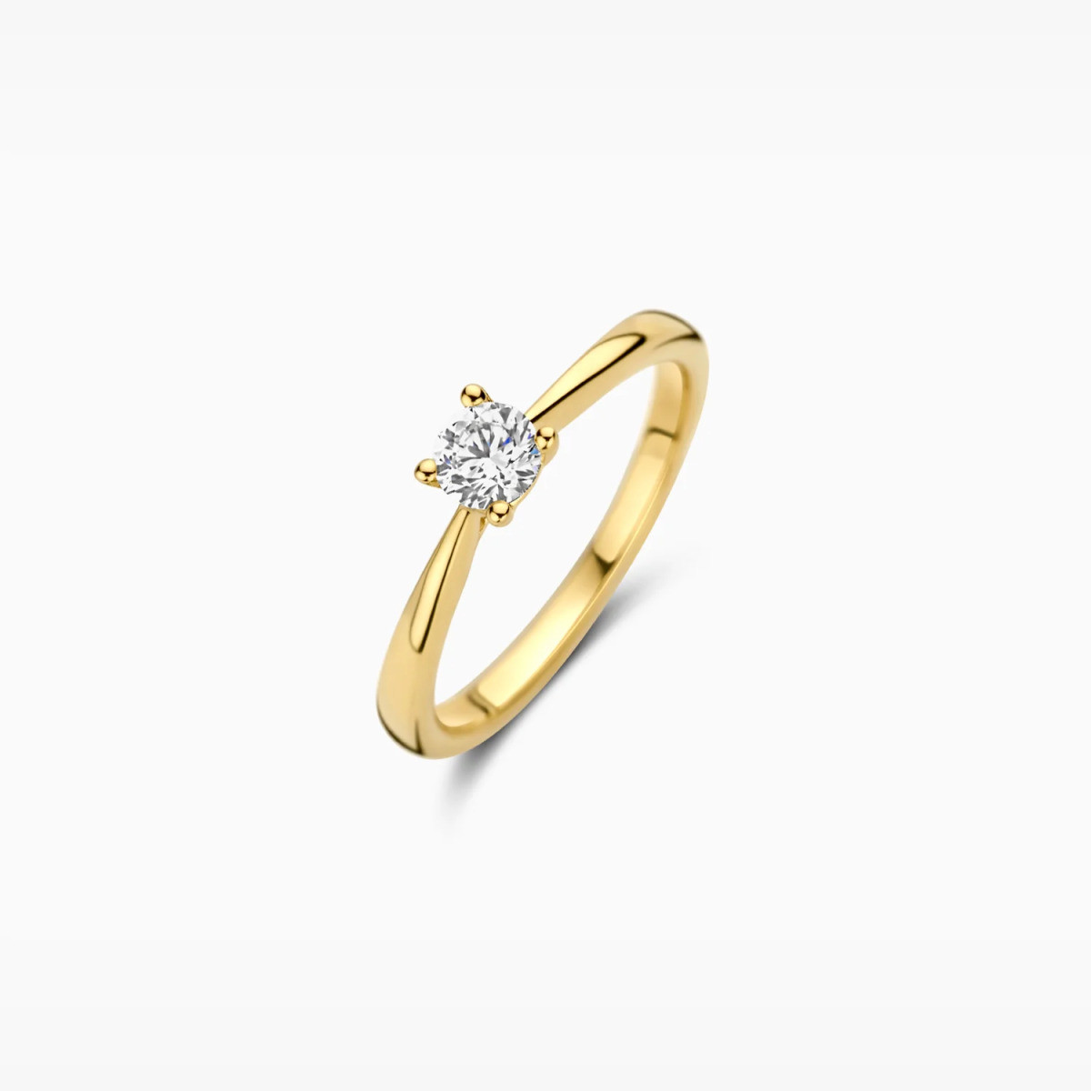 Blush Lab Diamonds LG1002Y gouden solitair ring met 0.35 crt lab grown diamant 4.5 mm breed