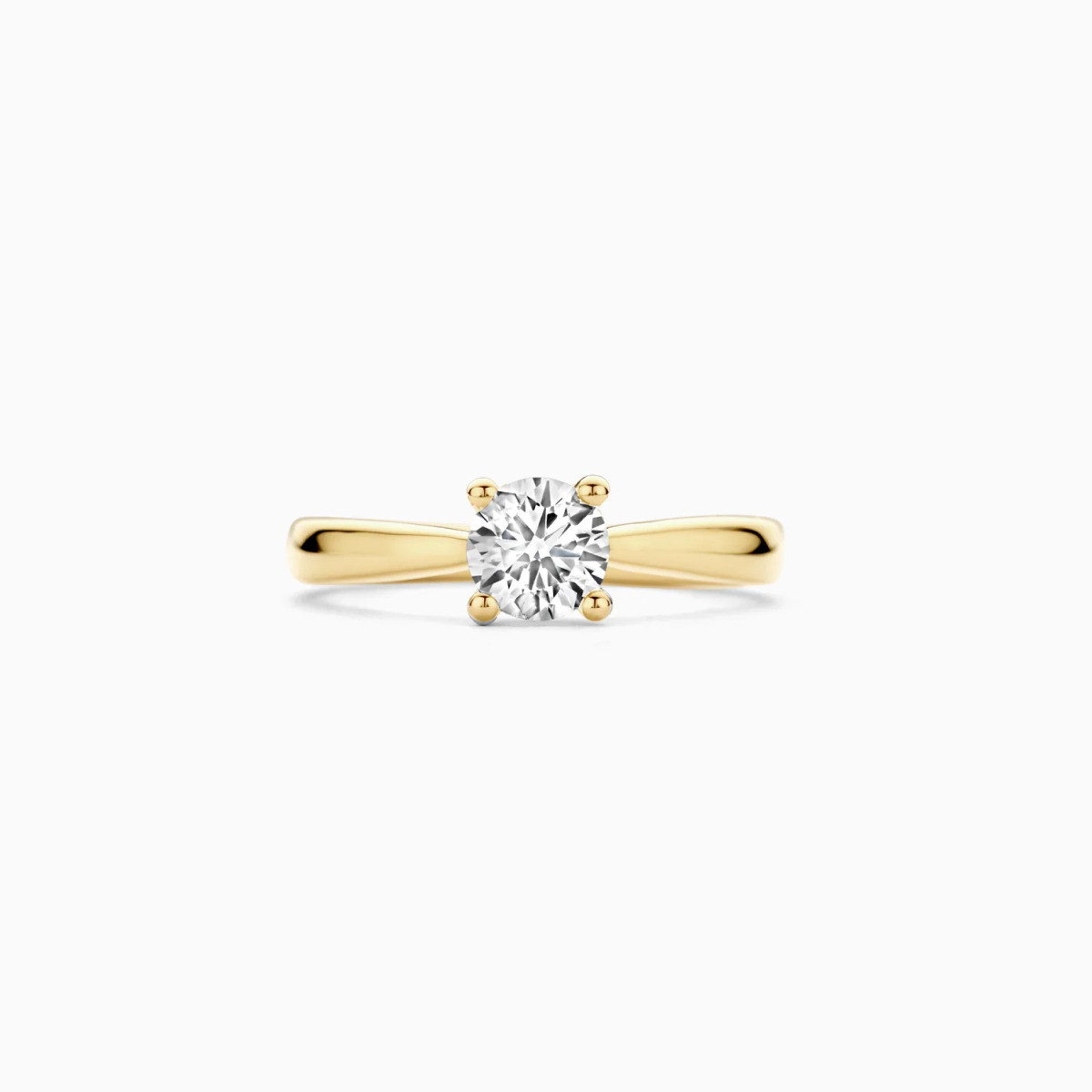 Blush Lab Diamonds LG1004Y gouden solitair ring met 0.75 crt lab grown diamant 6 mm breed