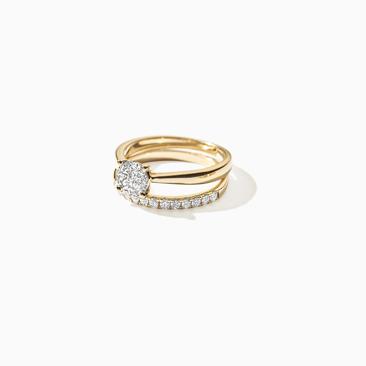 Blush Lab Diamonds LG1004Y gouden solitair ring met 0.75 crt lab grown diamant 6 mm breed