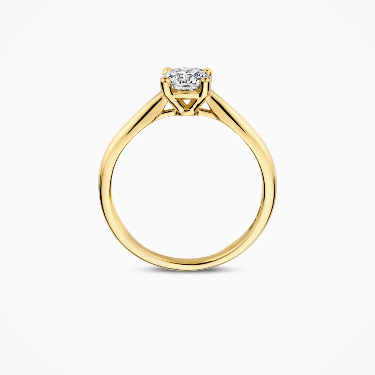 Blush Lab Diamonds LG1004Y gouden solitair ring met 0.75 crt lab grown diamant 6 mm breed