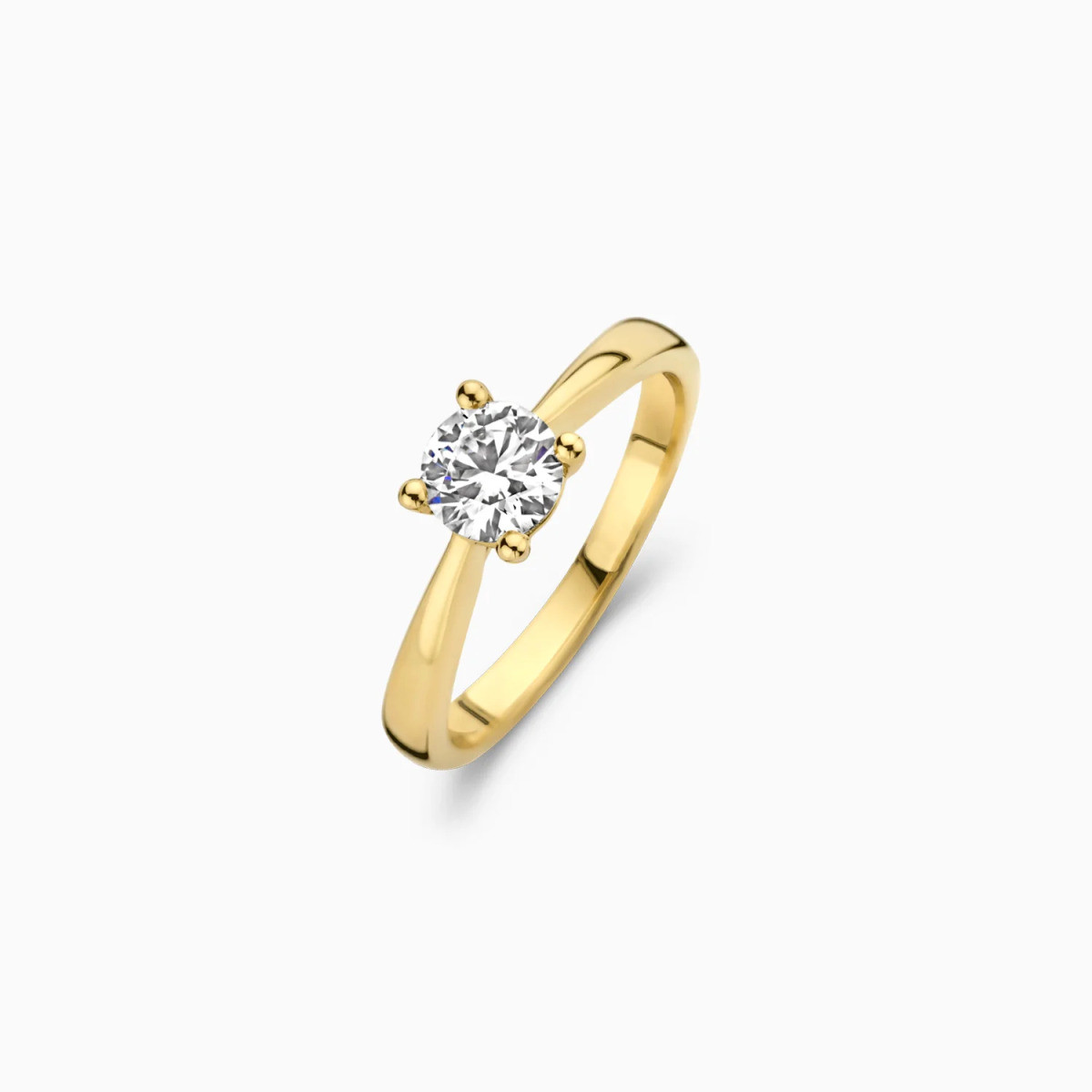 Blush Lab Diamonds LG1004Y gouden solitair ring met 0.75 crt lab grown diamant 6 mm breed