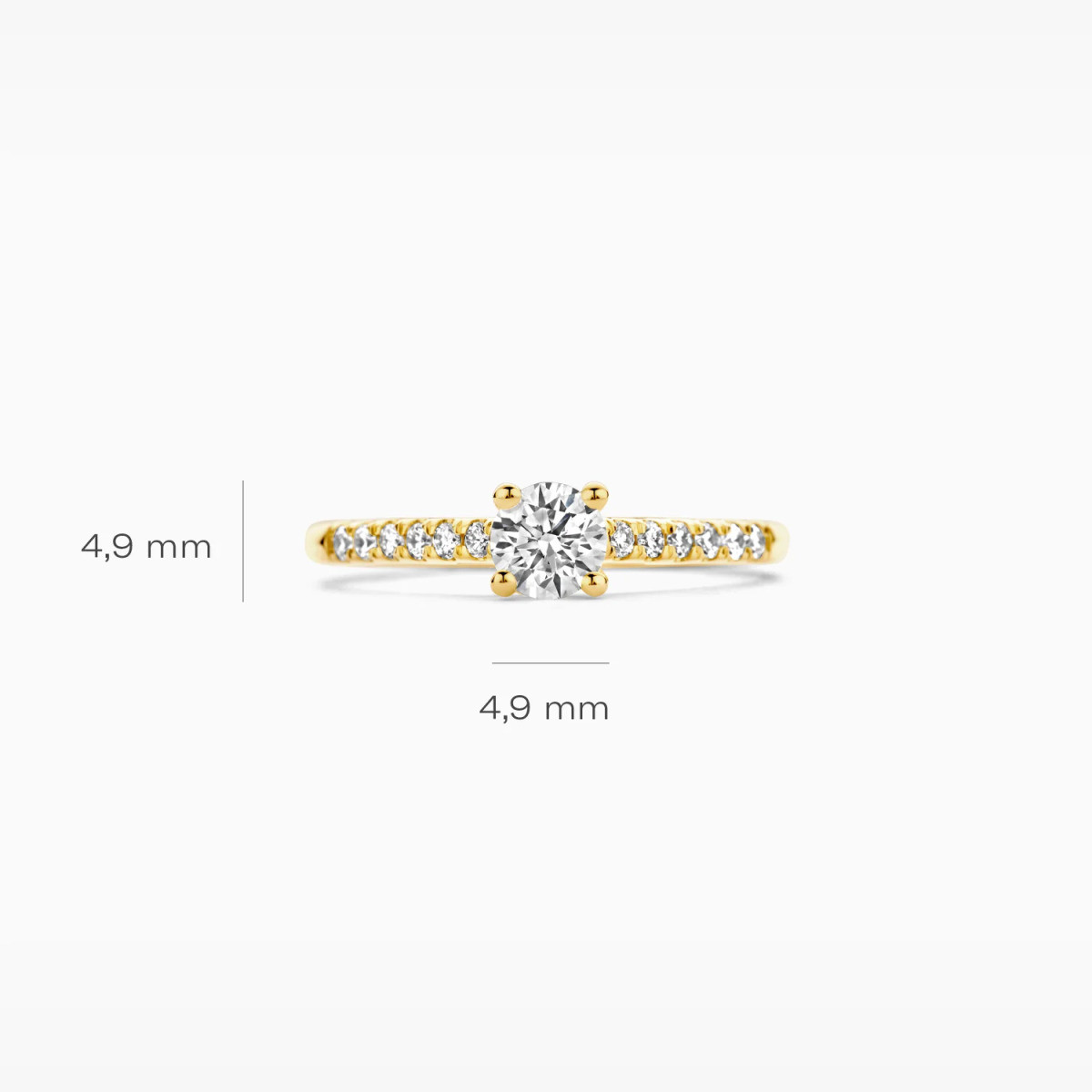 Blush Lab Diamonds LG1006Y gouden ring met 0.58 crt lab grown diamant 4.9 mm breed