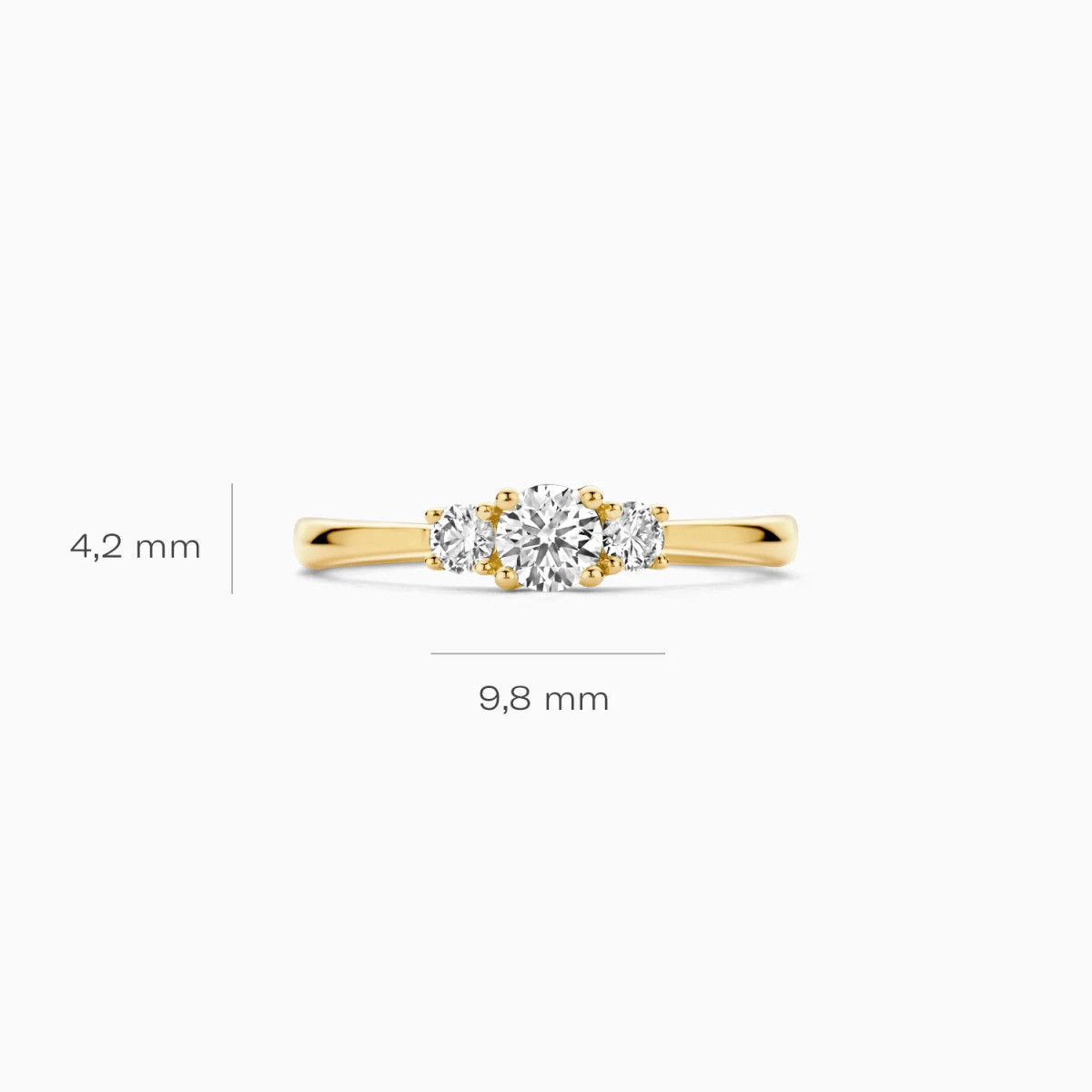 Blush Lab Diamonds LG1008Y lab grown diamanten trilogy ring van goud 0.40 crt 4.2 mm breed