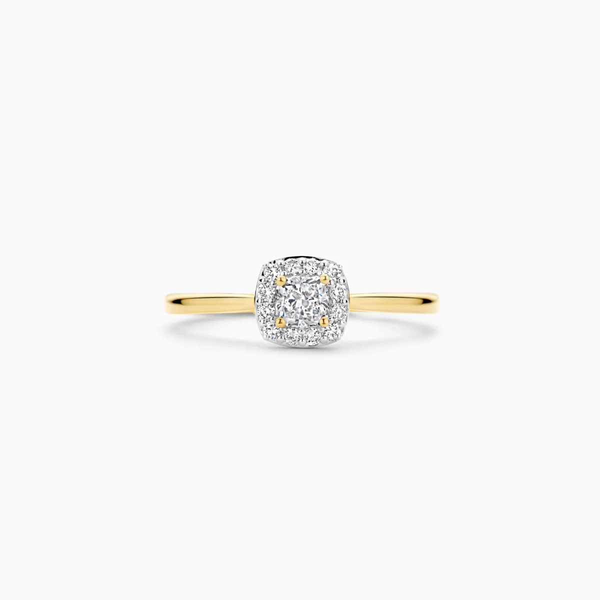 Blush Lab Diamonds LG1009Y gouden vierkante halo ring met 0.37 crt lab grown diamanten 1.9 mm breed