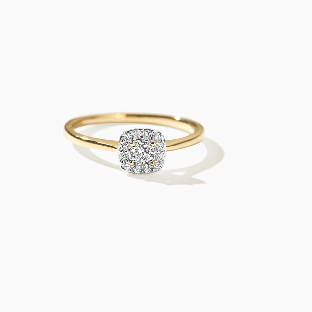 Blush Lab Diamonds LG1009Y gouden vierkante halo ring met 0.37 crt lab grown diamanten 1.9 mm breed