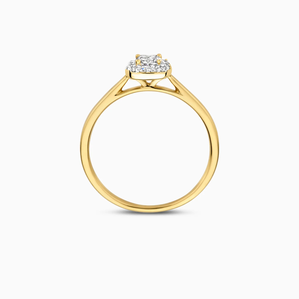 Blush Lab Diamonds LG1009Y gouden vierkante halo ring met 0.37 crt lab grown diamanten 1.9 mm breed