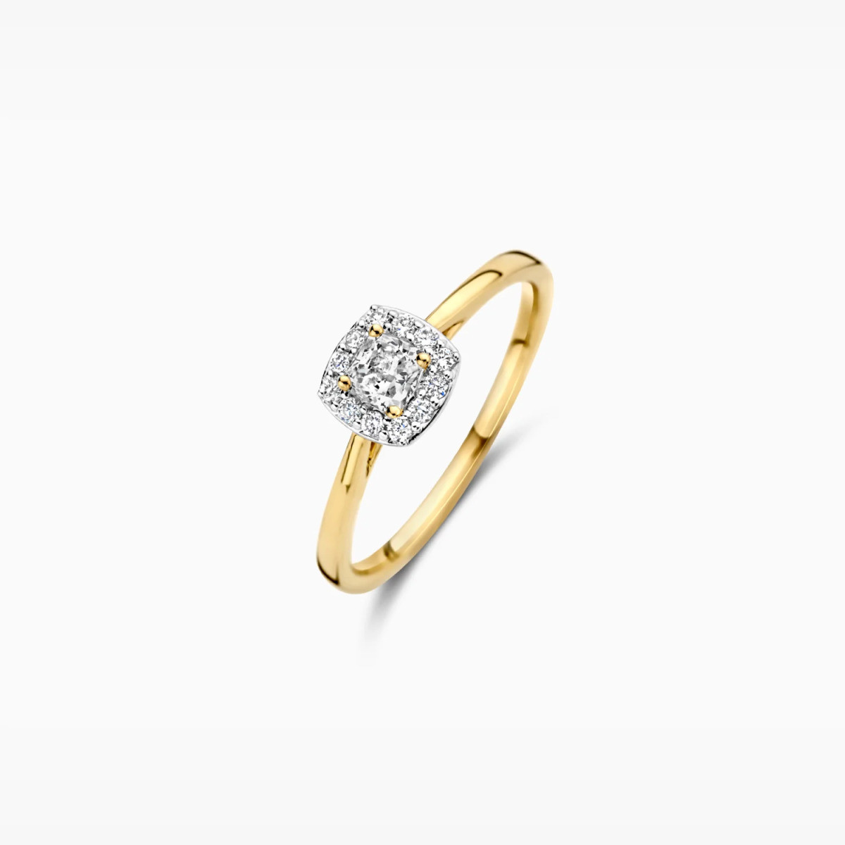 Blush Lab Diamonds LG1009Y gouden vierkante halo ring met 0.37 crt lab grown diamanten 1.9 mm breed