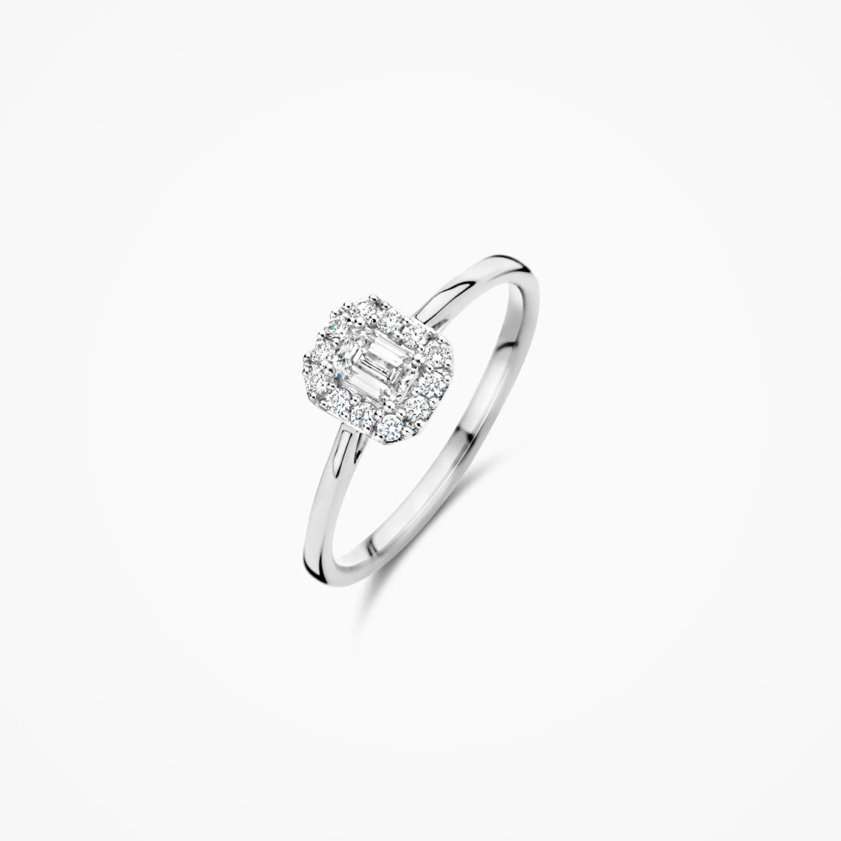 Blush Lab Diamonds LG1010W witgouden rechthoekige halo ring met 0.40 crt lab grown diamant