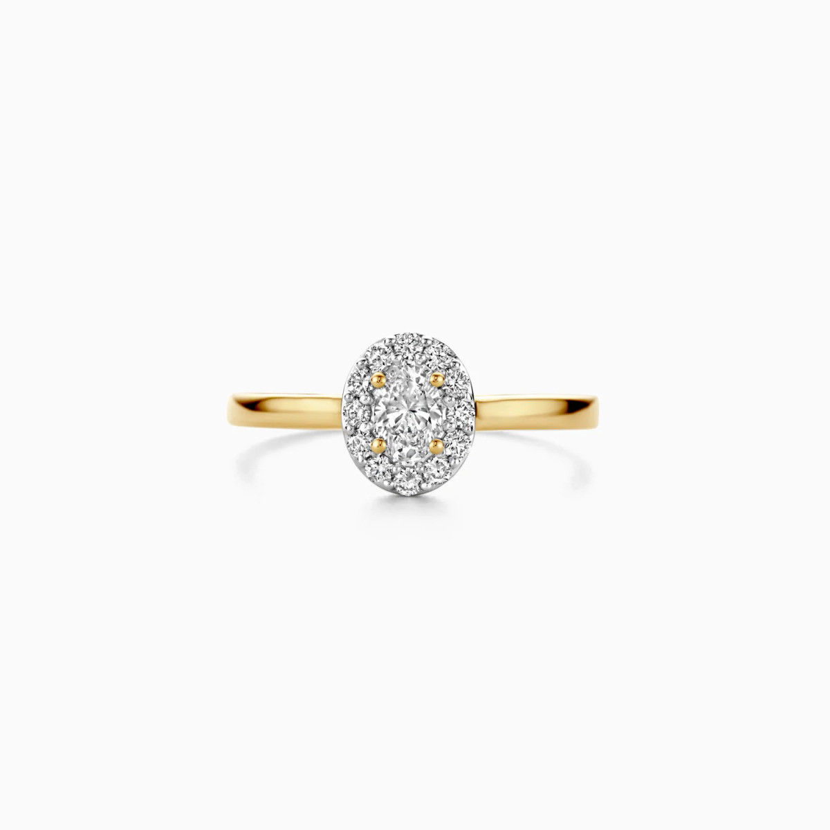 Blush Lab Diamonds LG1016Y gouden ovale halo ring met lab grown diamanten 2.29 crt 1.8 mm breed