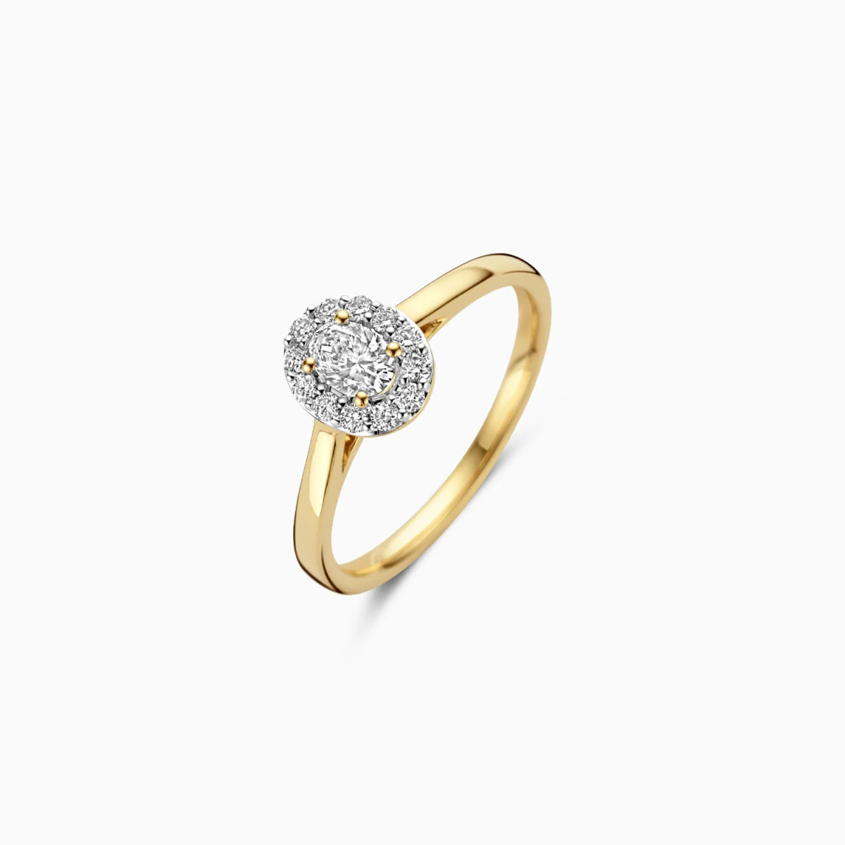 Blush Lab Diamonds LG1016Y gouden ovale halo ring met lab grown diamanten 2.29 crt 1.8 mm breed