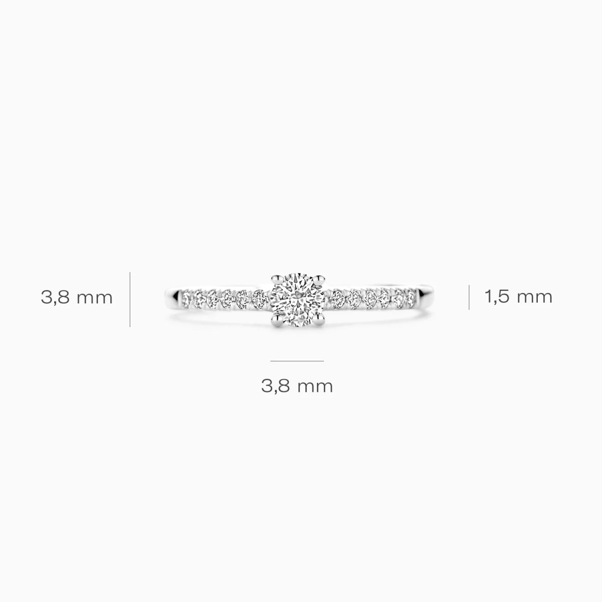 Blush Lab Diamonds LG1017W witgouden solitair ring met 0.32 crt lab grown diamant 1.5 mm breed