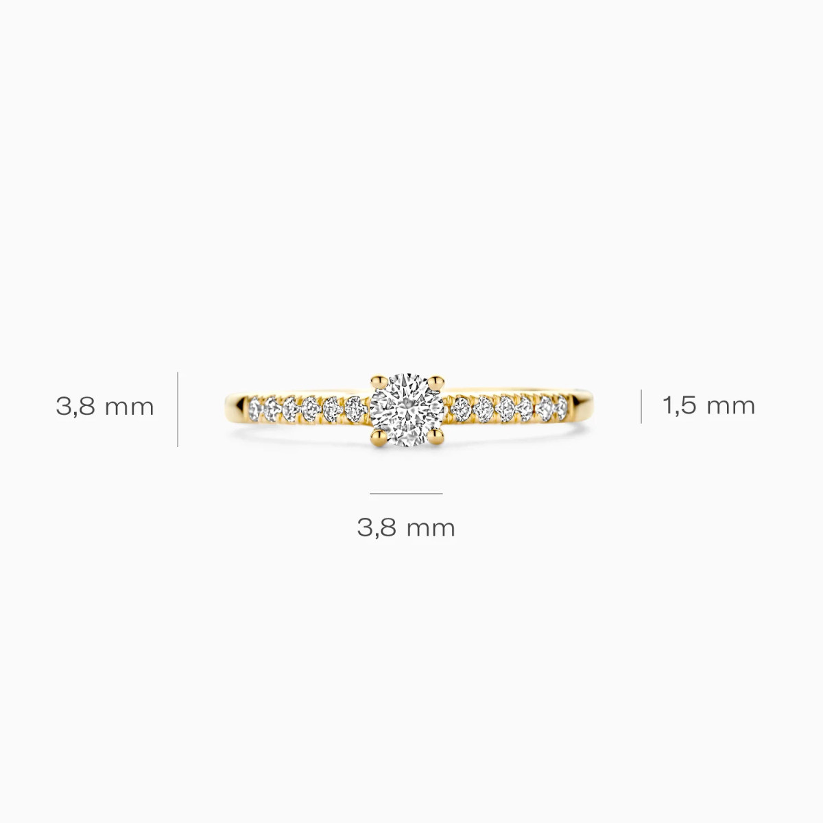 Blush Lab Diamonds LG1017Y gouden alliance ring met 0.32 crt lab grown diamant 1.5 mm breed