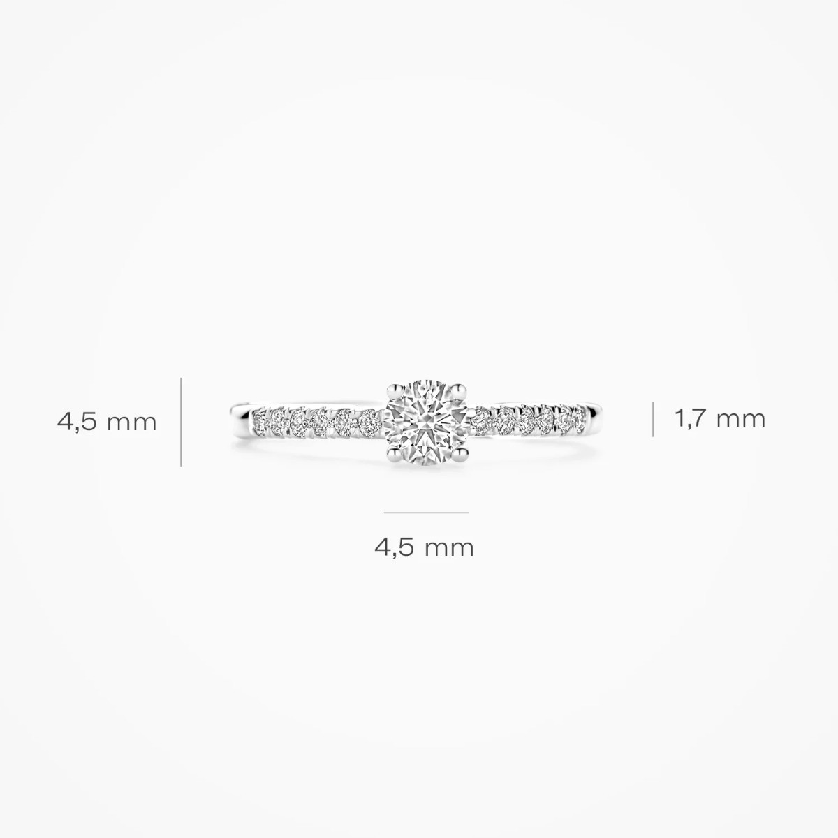 Blush Lab Diamonds LG1018W witgouden halo ring met 0.45 crt lab grown diamant 1.7 mm breed