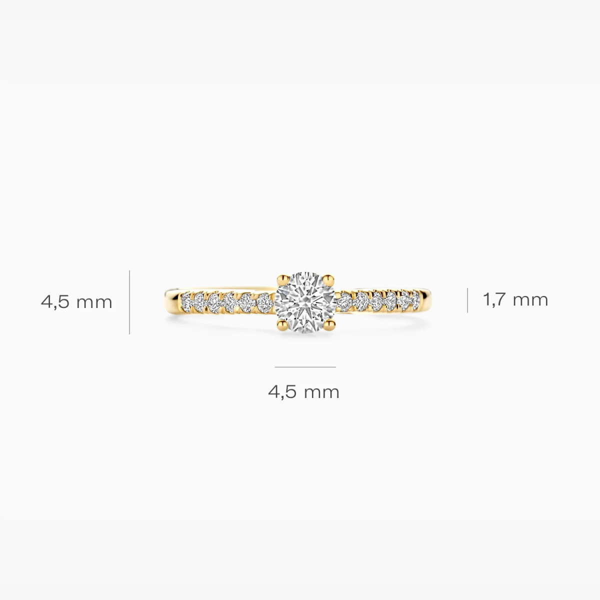 Blush Lab Diamonds LG1018Y gouden solitair ring met lab grown diamant 0.45 crt 1.7 mm breed