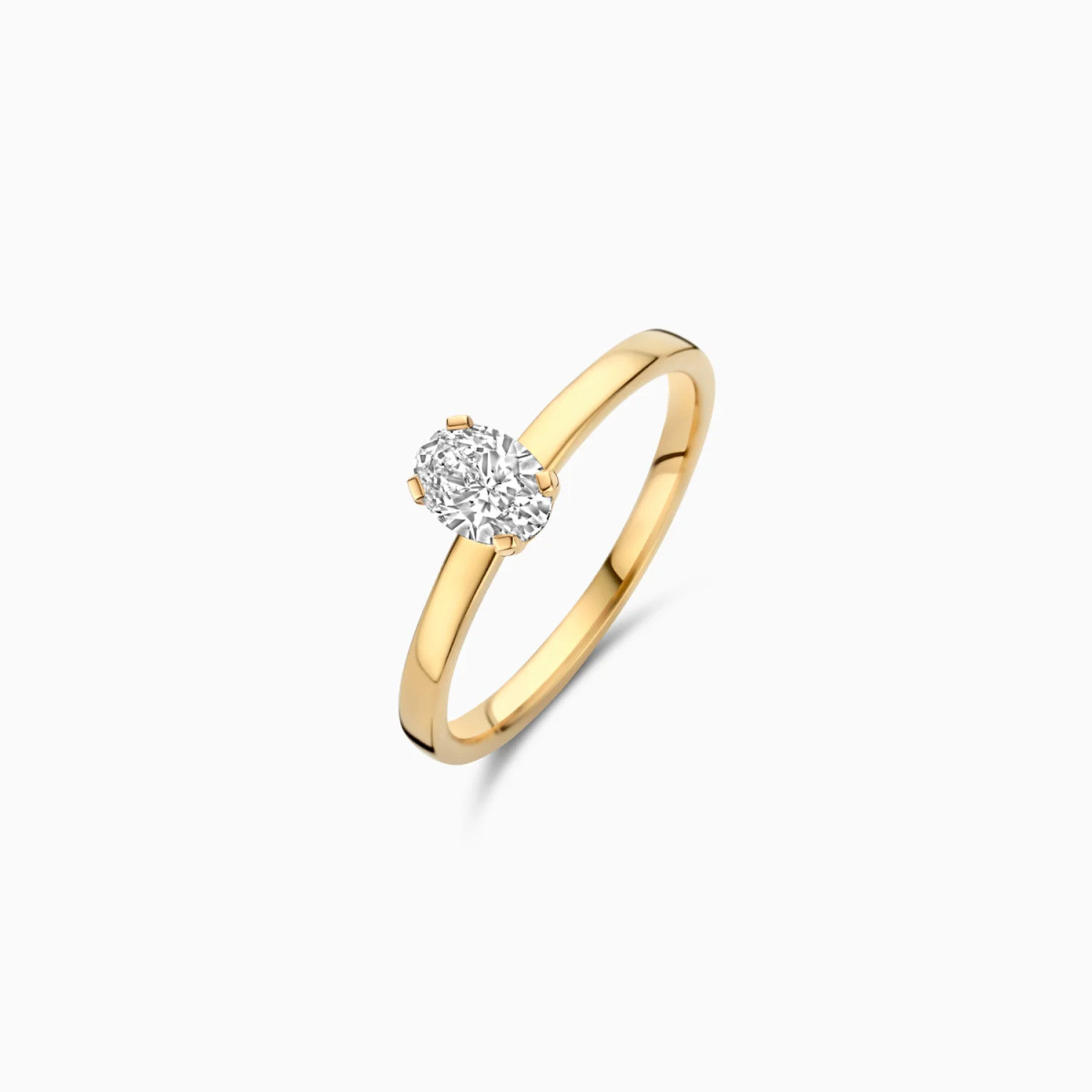 Blush Lab Diamonds LG1019Y gouden solitair ring met 0.50 crt lab grown diamant 1.8 mm breed