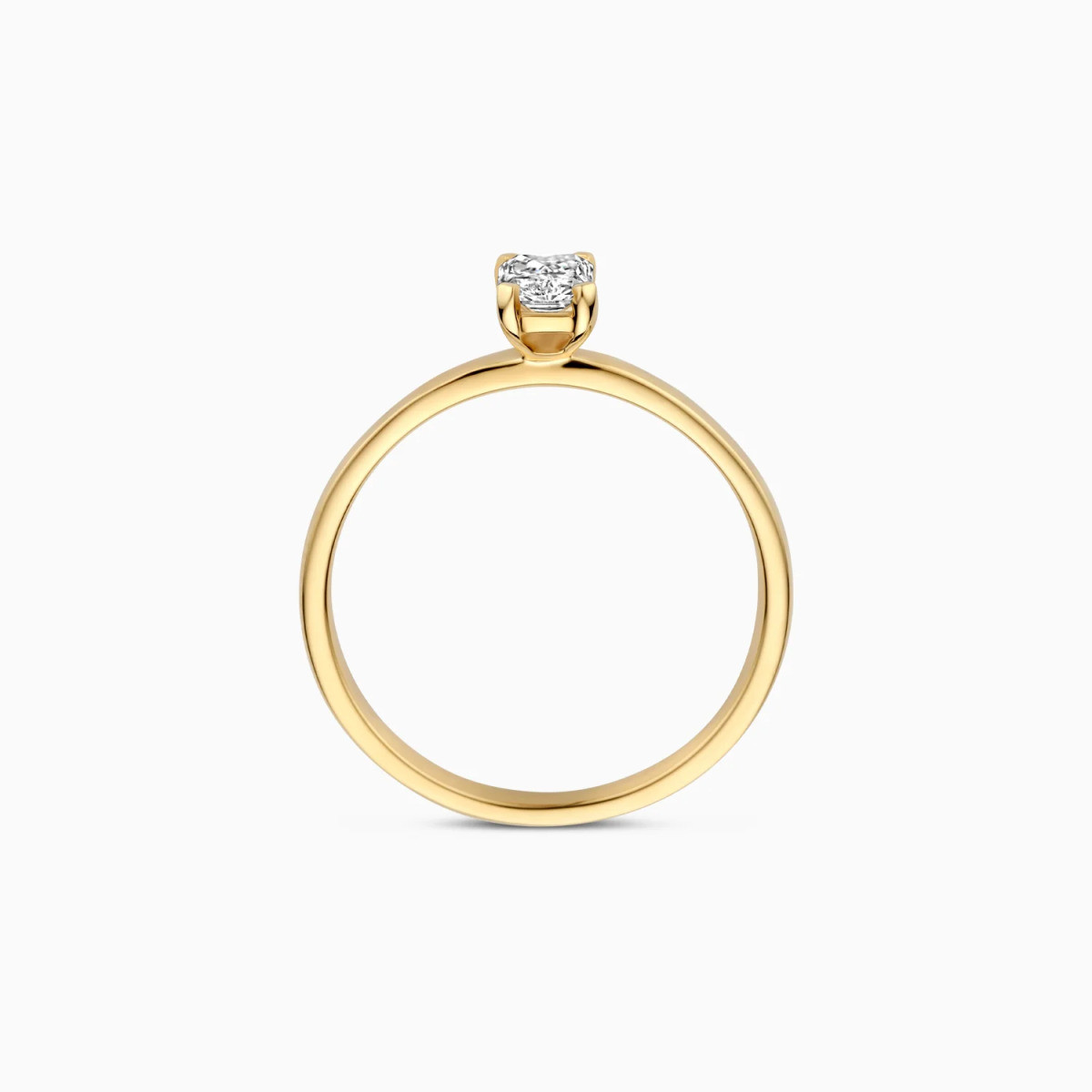 Blush Lab Diamonds LG1020Y gouden solitair ring met rechthoekige 0.50 crt lab grown diamant 1.9 mm breed