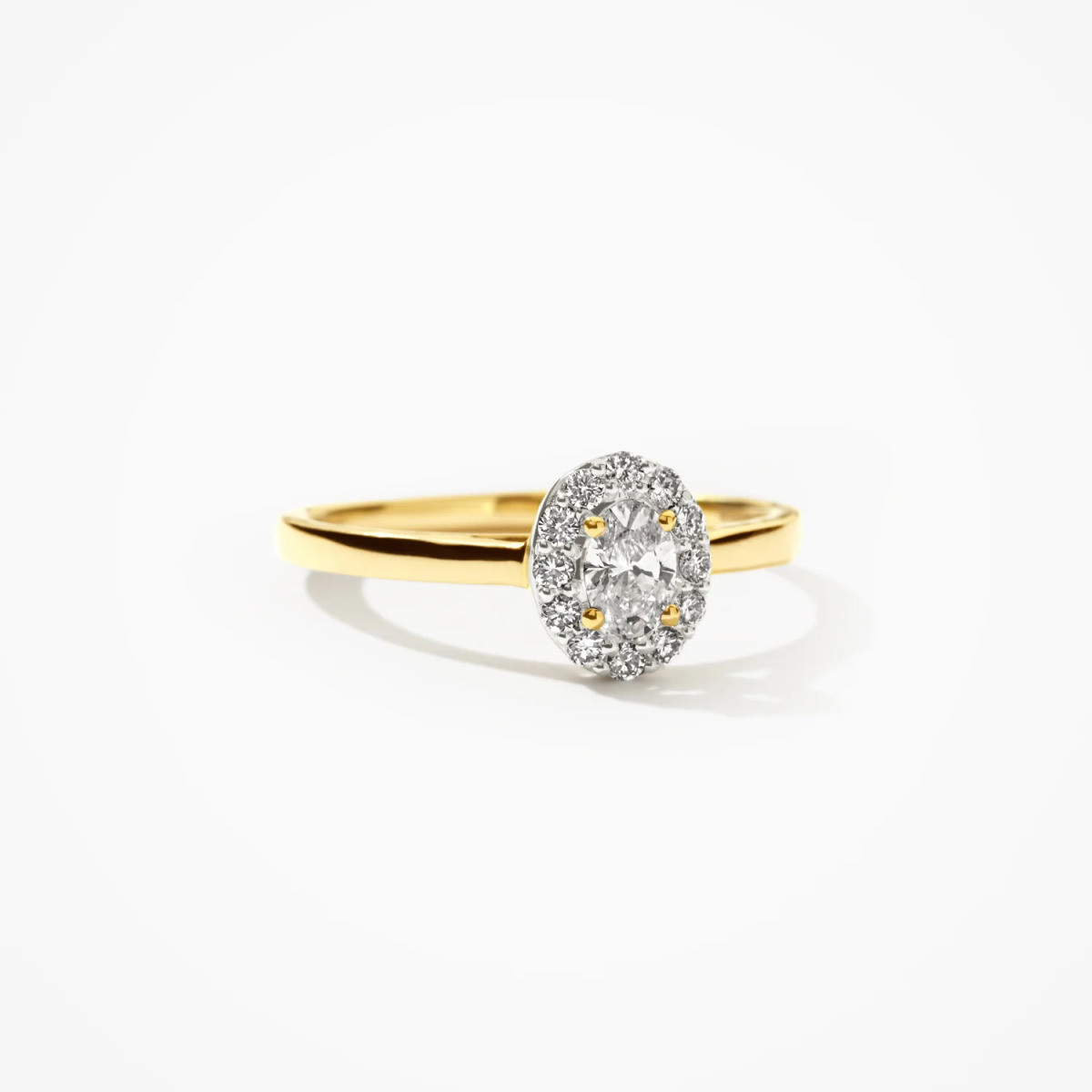 Blush Lab Diamonds LG1021Y gouden halo ring met ovale 0.12 crt lab grown diamant 1 mm breed