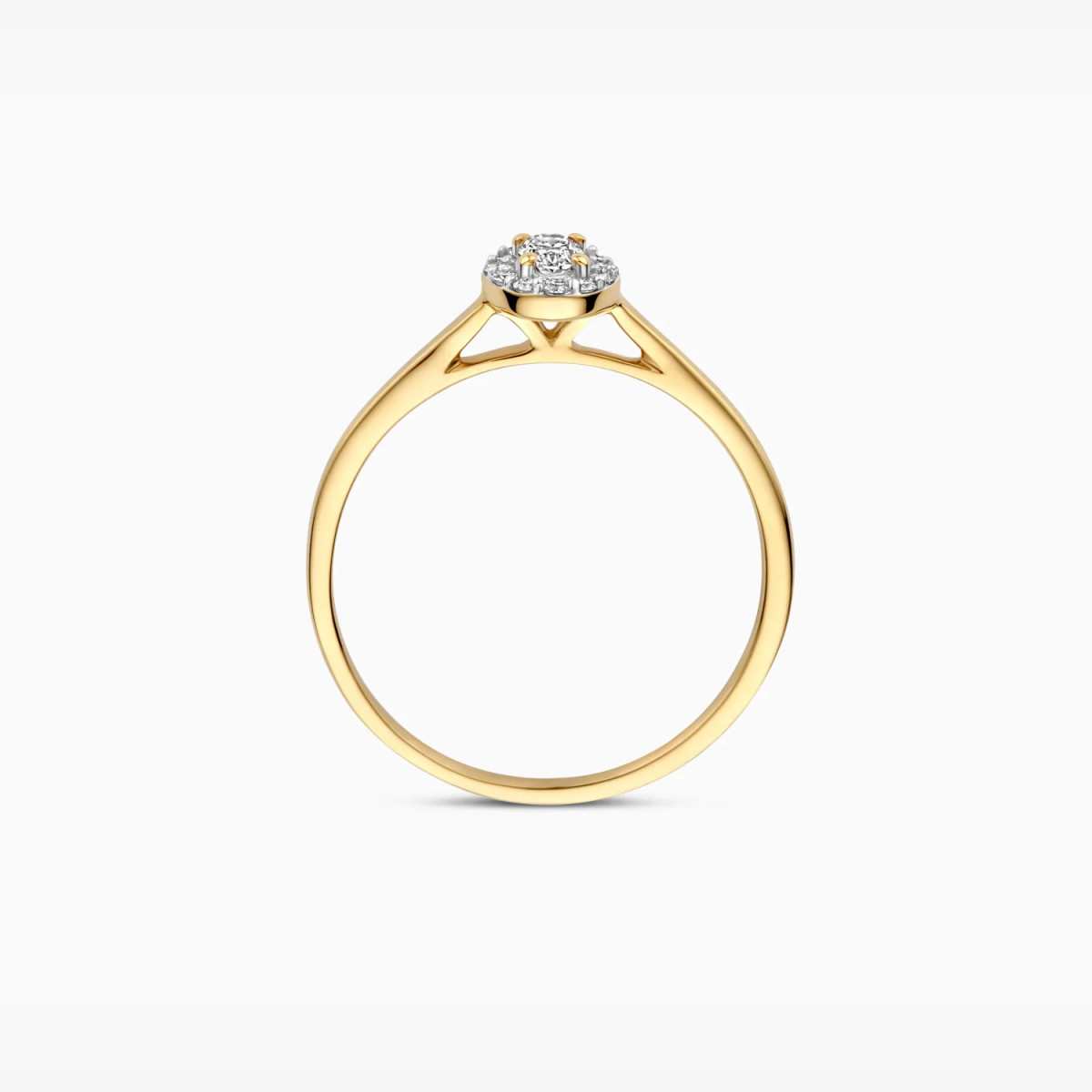 Blush Lab Diamonds LG1021Y gouden halo ring met ovale 0.12 crt lab grown diamant 1 mm breed