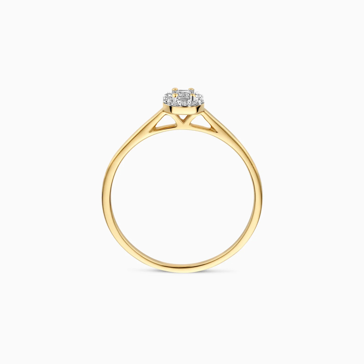 Blush Lab Diamonds LG1022Y gouden vierkante halo ring met lab grown diamant 0.17 crt 1 mm breed