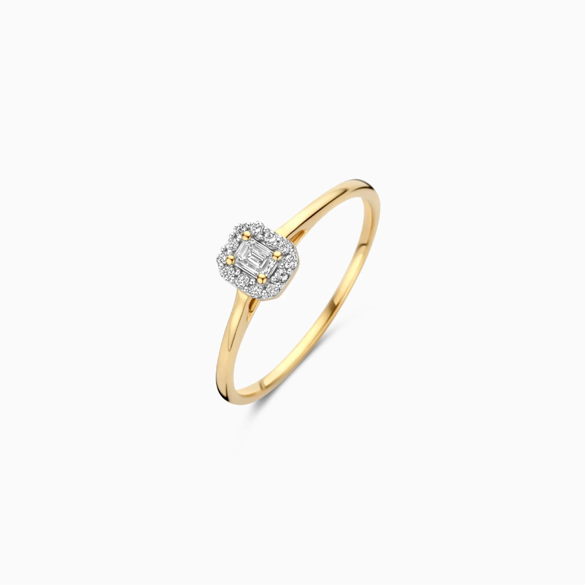Blush Lab Diamonds LG1022Y gouden vierkante halo ring met lab grown diamant 0.17 crt 1 mm breed