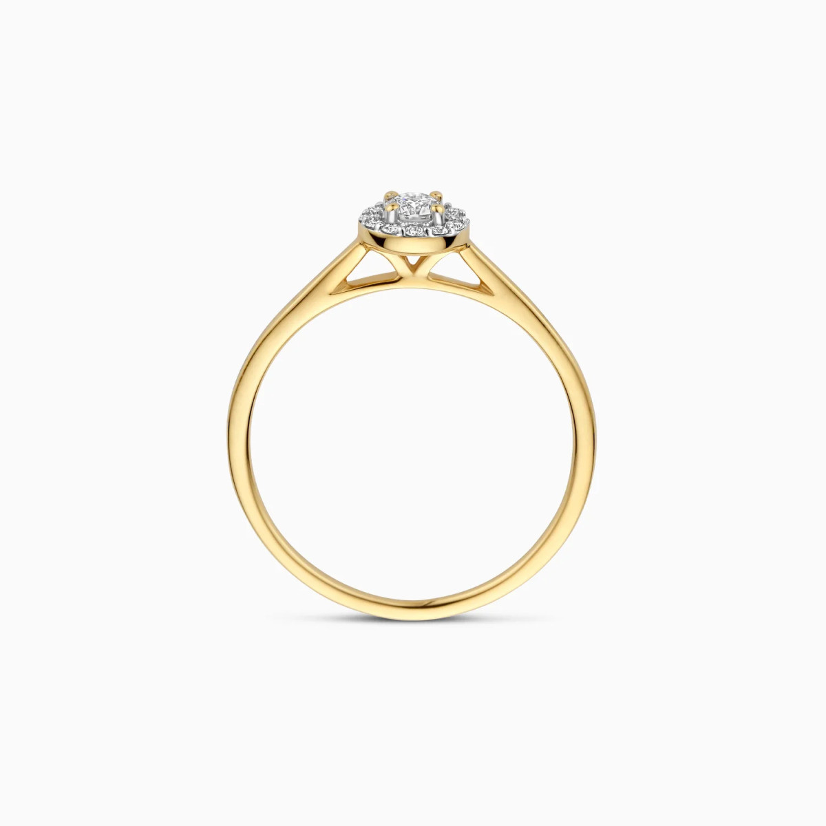 Blush Lab Diamonds LG1023Y gouden ronde halo ring met lab grown diamant 0.22 crt 1 mm breed