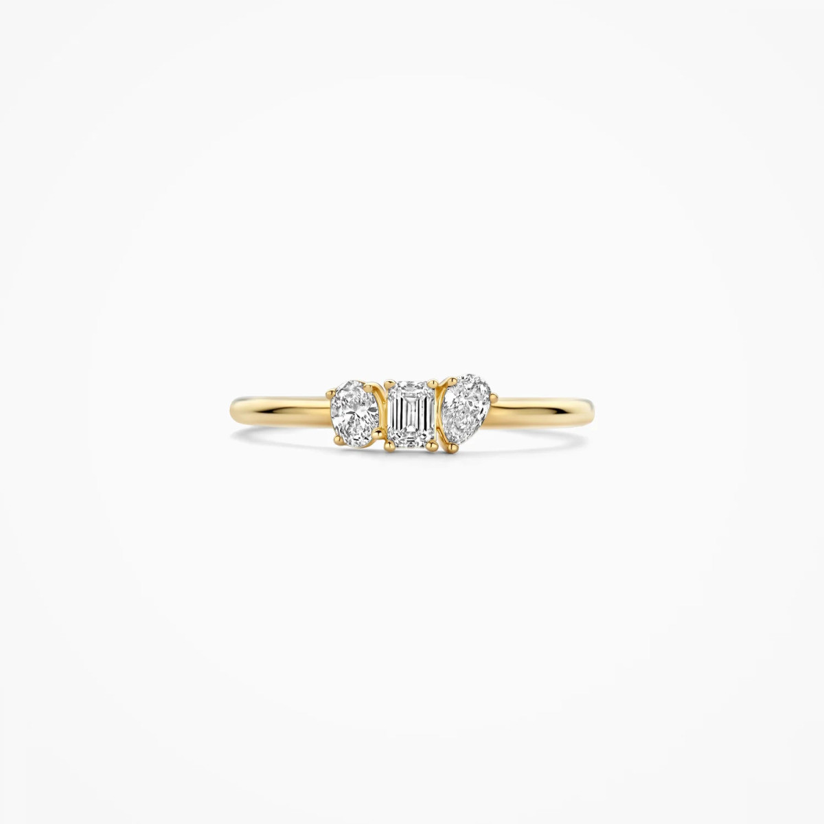 Blush Lab Diamonds LG1031Y 14-karaat gouden trilogy ring met lab grown diamanten 0.35 crt 1.5 mm breed
