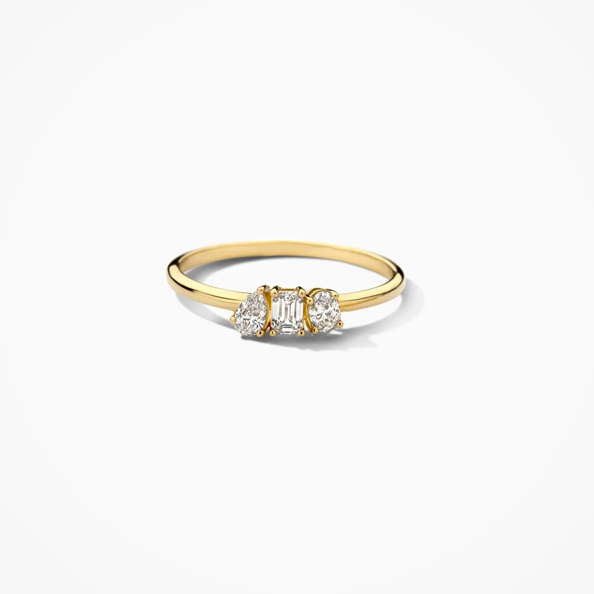 Blush Lab Diamonds LG1031Y 14-karaat gouden trilogy ring met lab grown diamanten 0.35 crt 1.5 mm breed