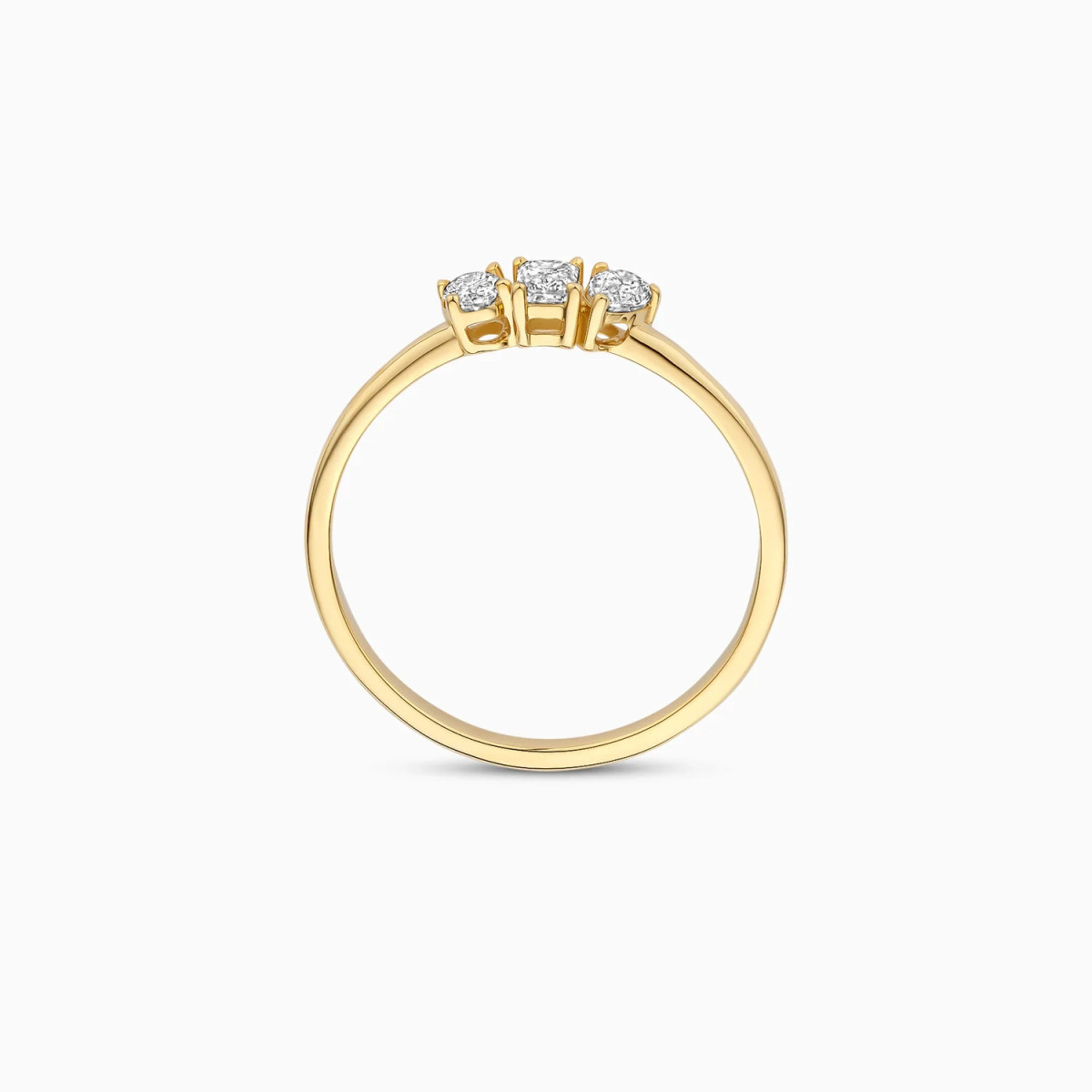 Blush Lab Diamonds LG1031Y 14-karaat gouden trilogy ring met lab grown diamanten 0.35 crt 1.5 mm breed
