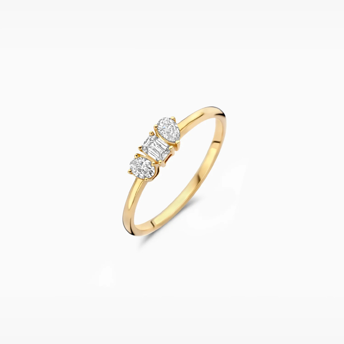 Blush Lab Diamonds LG1031Y 14-karaat gouden trilogy ring met lab grown diamanten 0.35 crt 1.5 mm breed