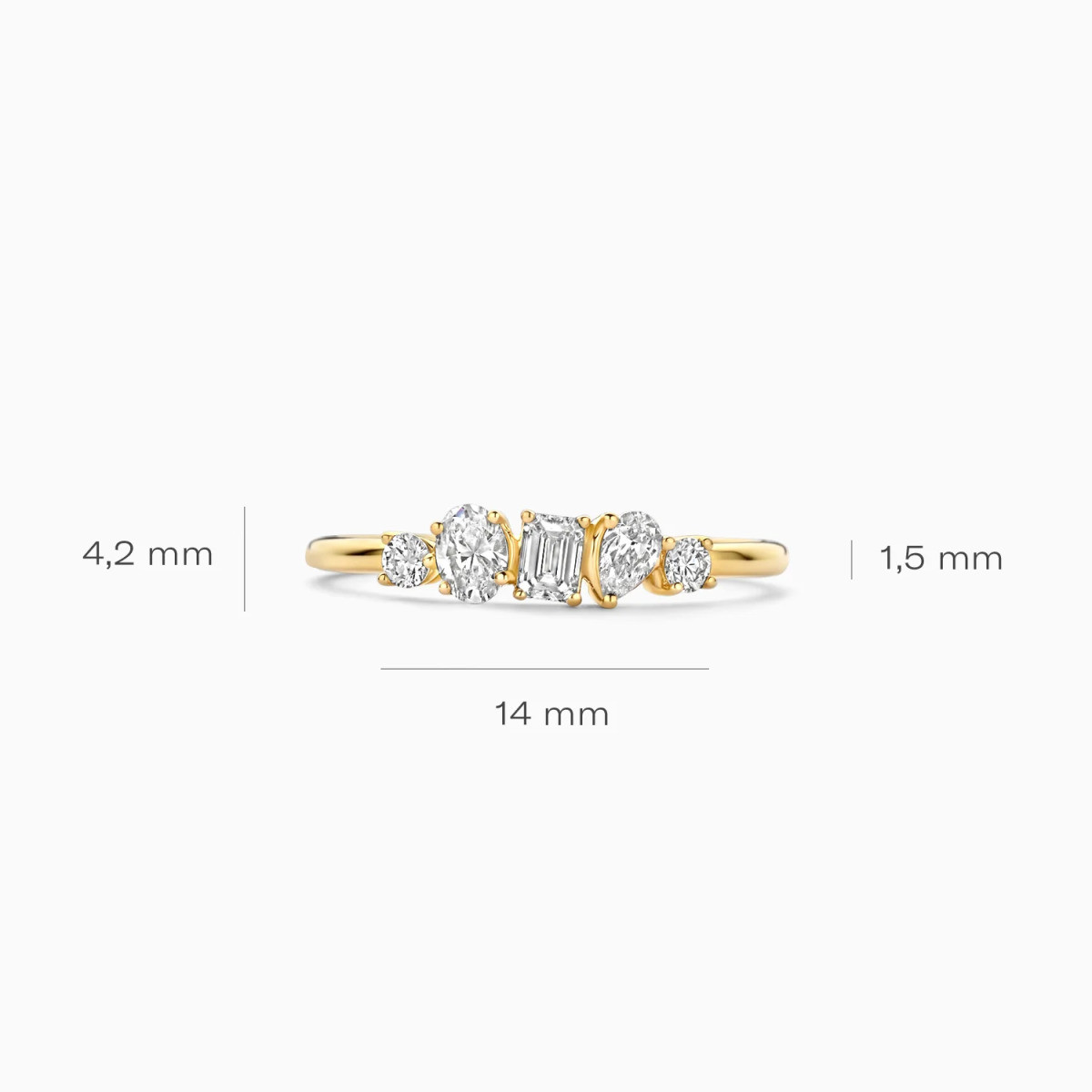 Blush Lab Diamonds LG1032Y gouden ring met lab grown diamant 0.47 crt 1.5 mm breed