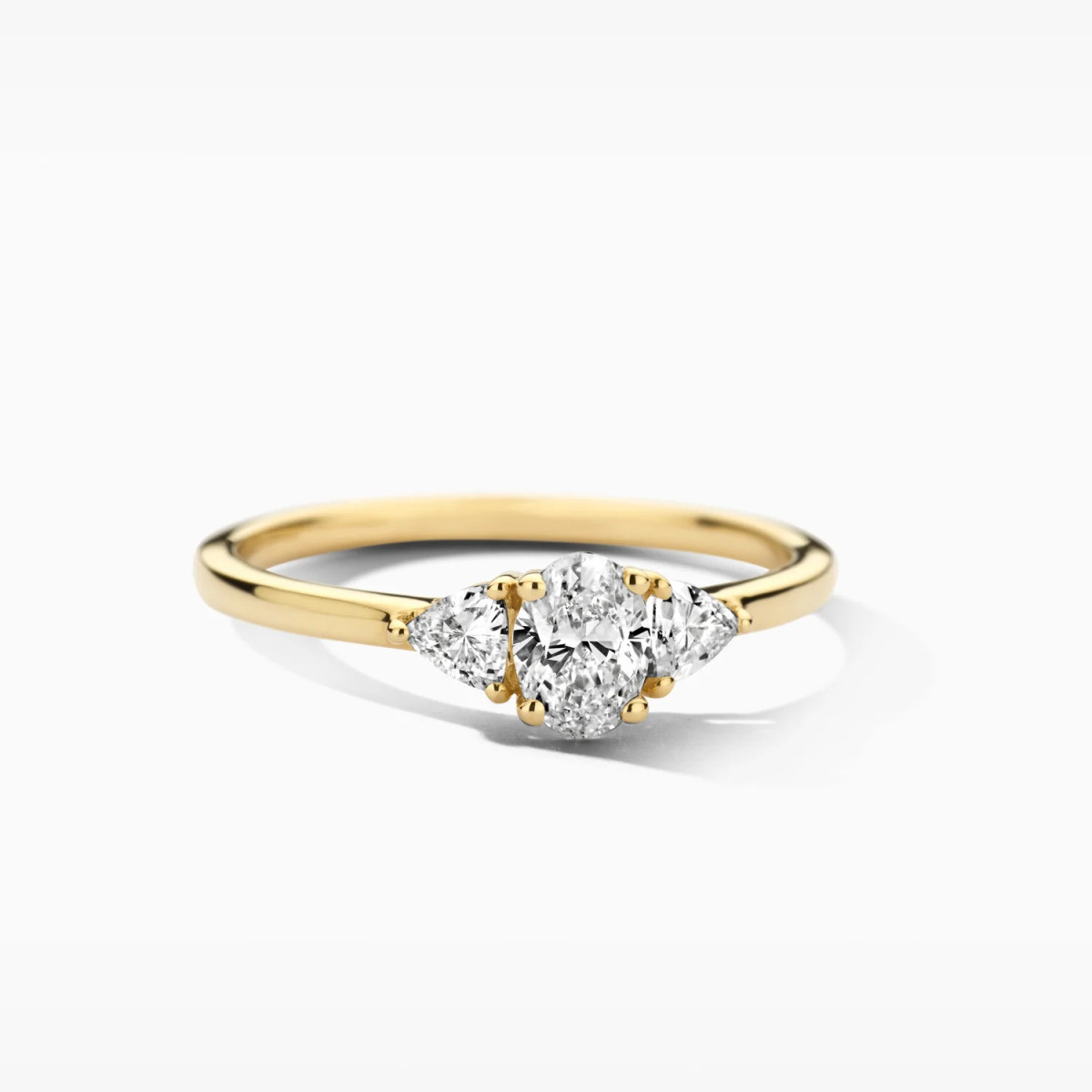 Blush Lab Diamonds LG1039Y gouden trilogy ring met 0.55 crt lab grown diamanten 1.5 mm breed