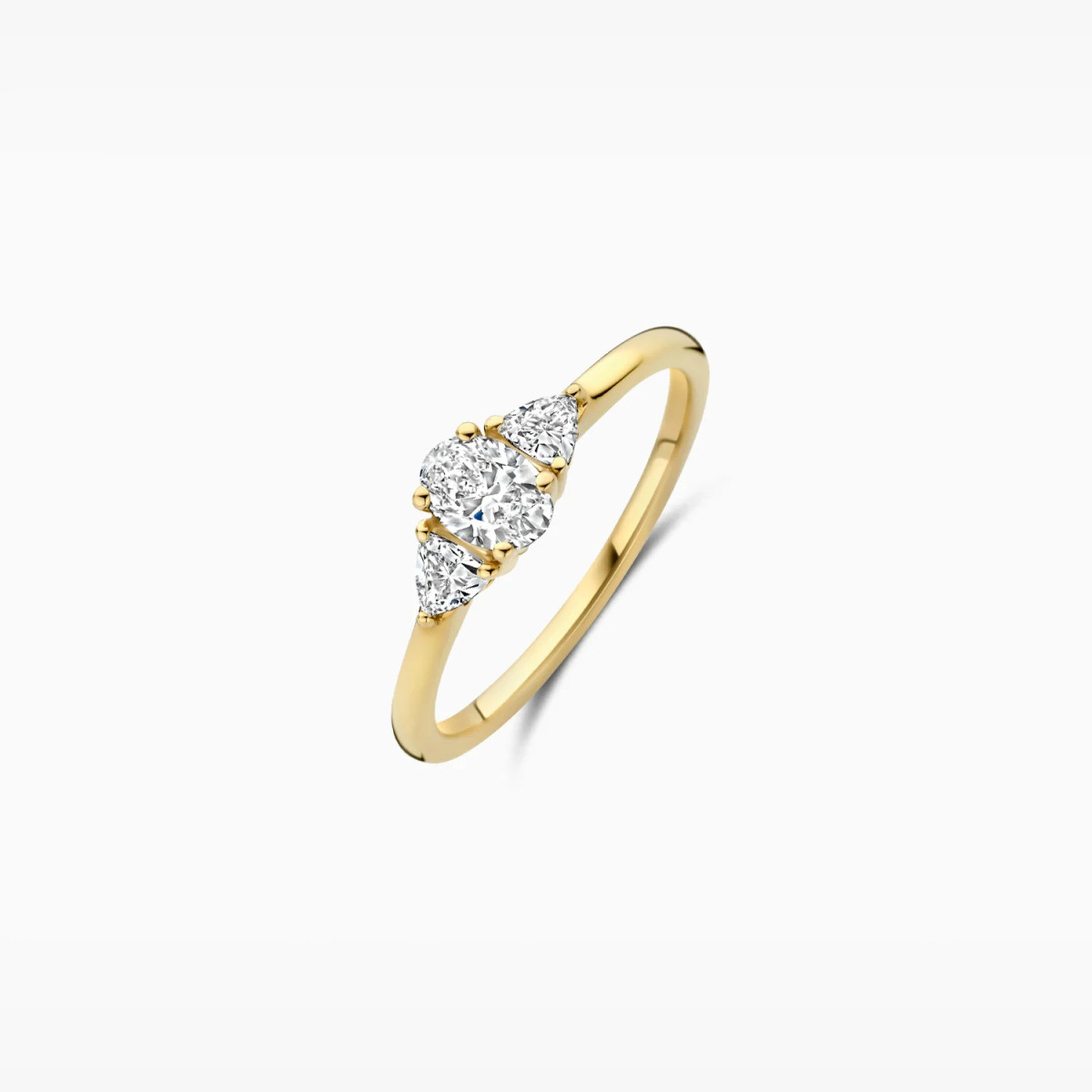 Blush Lab Diamonds LG1039Y gouden trilogy ring met 0.55 crt lab grown diamanten 1.5 mm breed