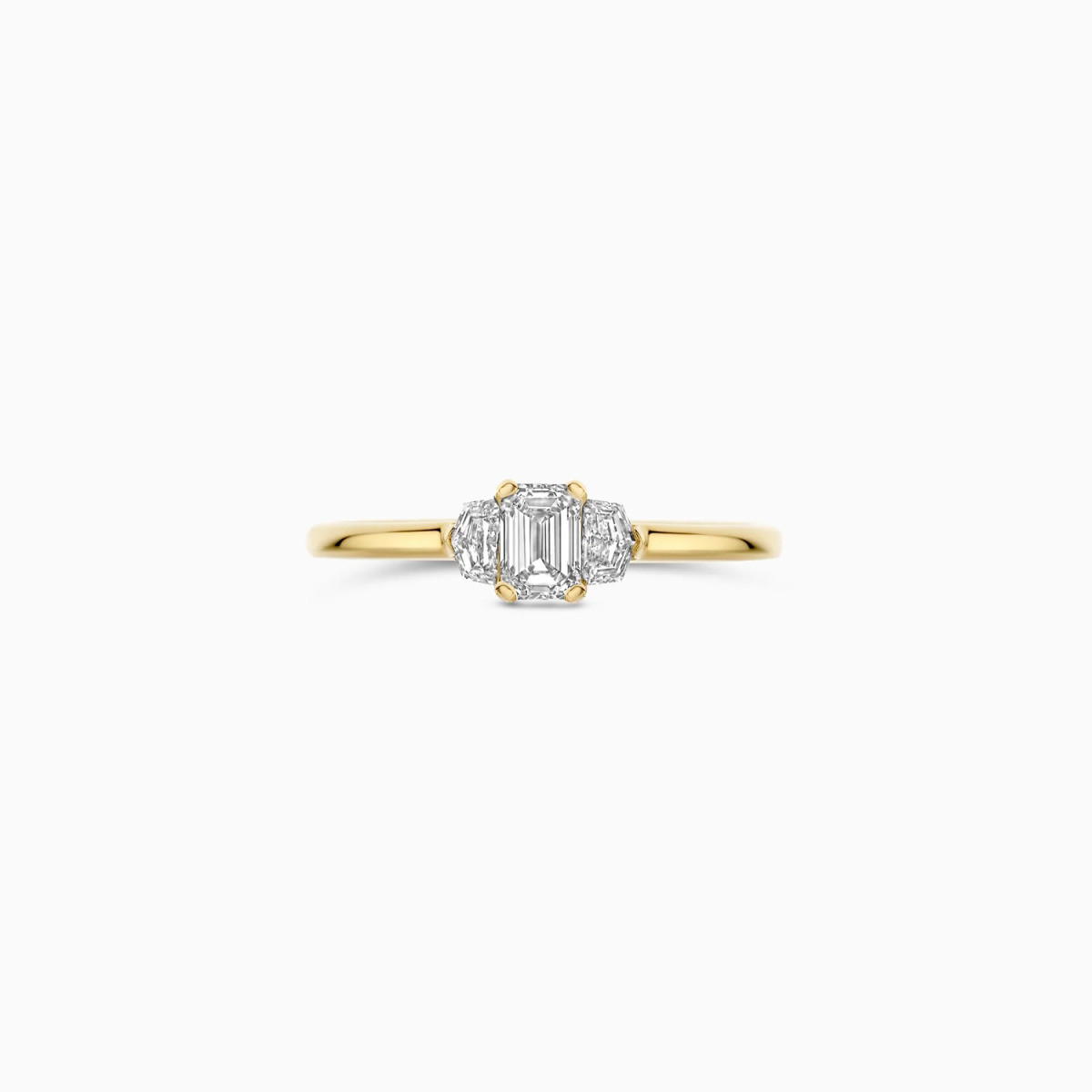 Blush Lab Diamonds LG1040Y 14-karaat gouden trilogy ring met lab grown diamanten 0.60 crt 1.5 mm breed