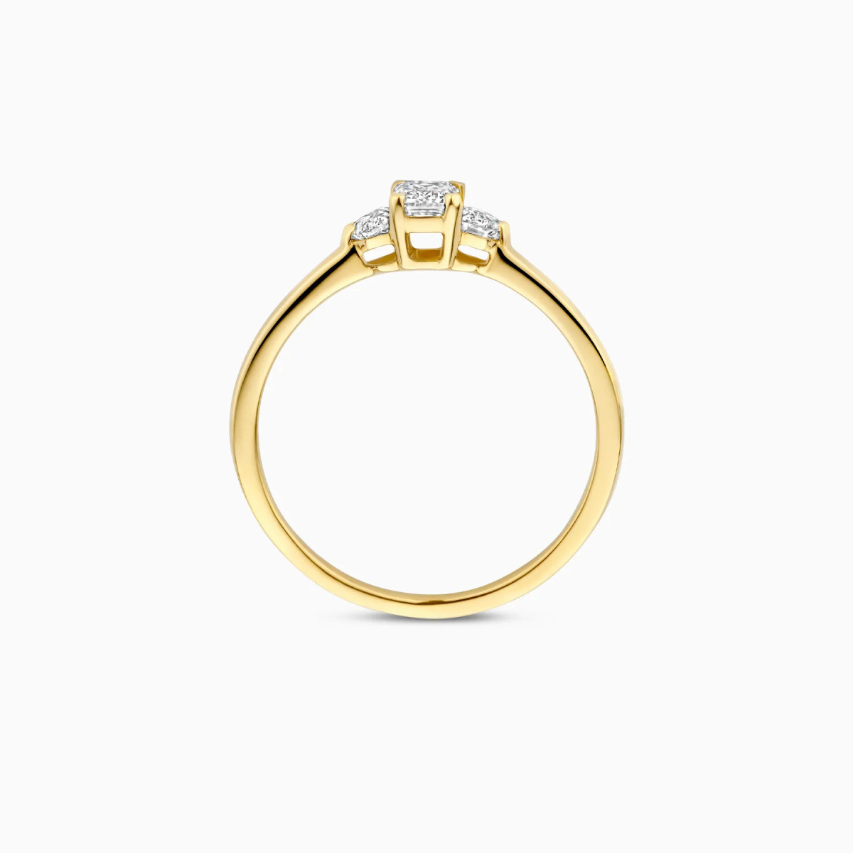 Blush Lab Diamonds LG1040Y 14-karaat gouden trilogy ring met lab grown diamanten 0.60 crt 1.5 mm breed