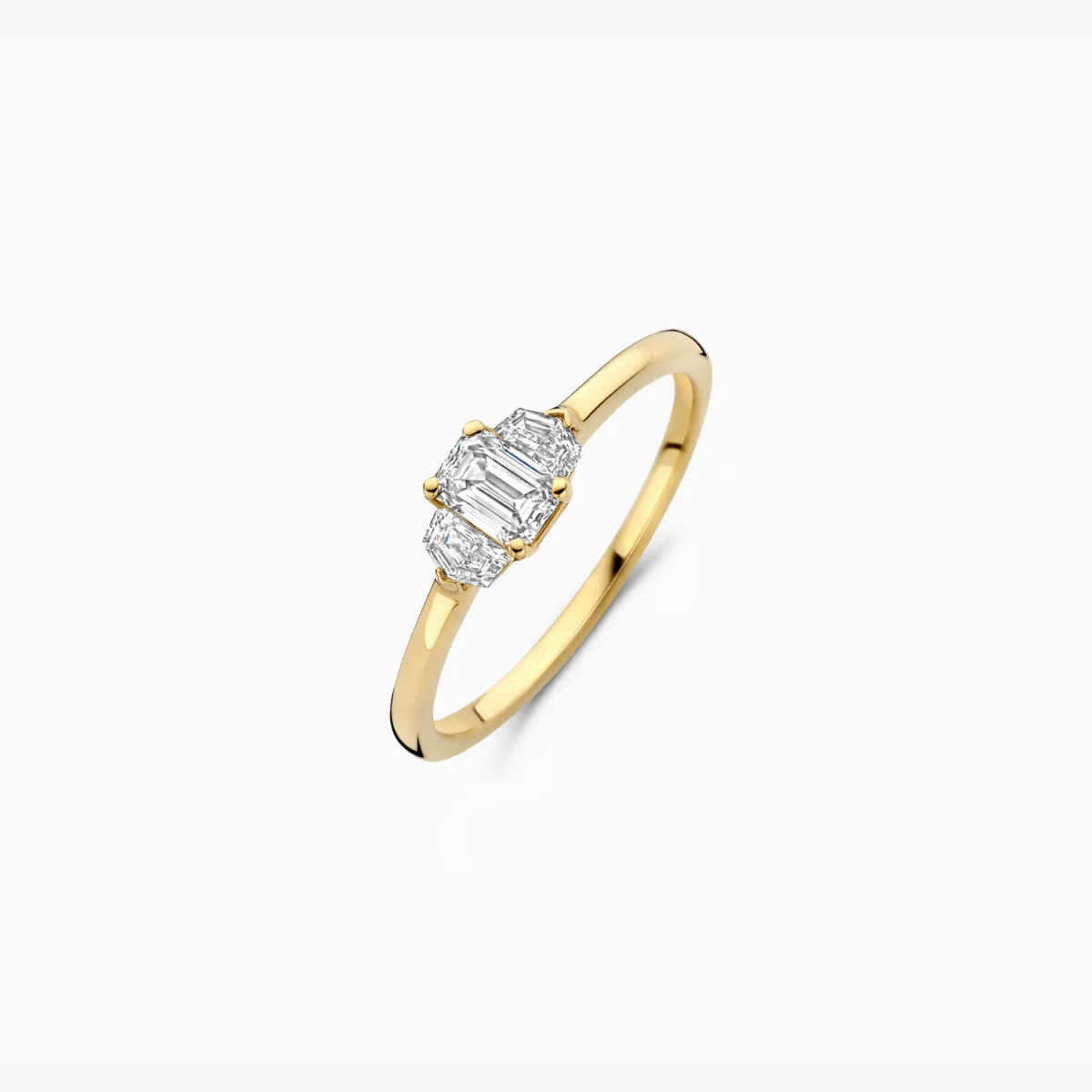 Blush Lab Diamonds LG1040Y 14-karaat gouden trilogy ring met lab grown diamanten 0.60 crt 1.5 mm breed