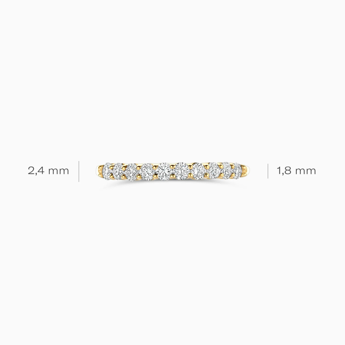 Blush Lab Diamonds LG1042Y gouden ring met lab grown diamanten rij 0.52 crt  2.4 mm breed