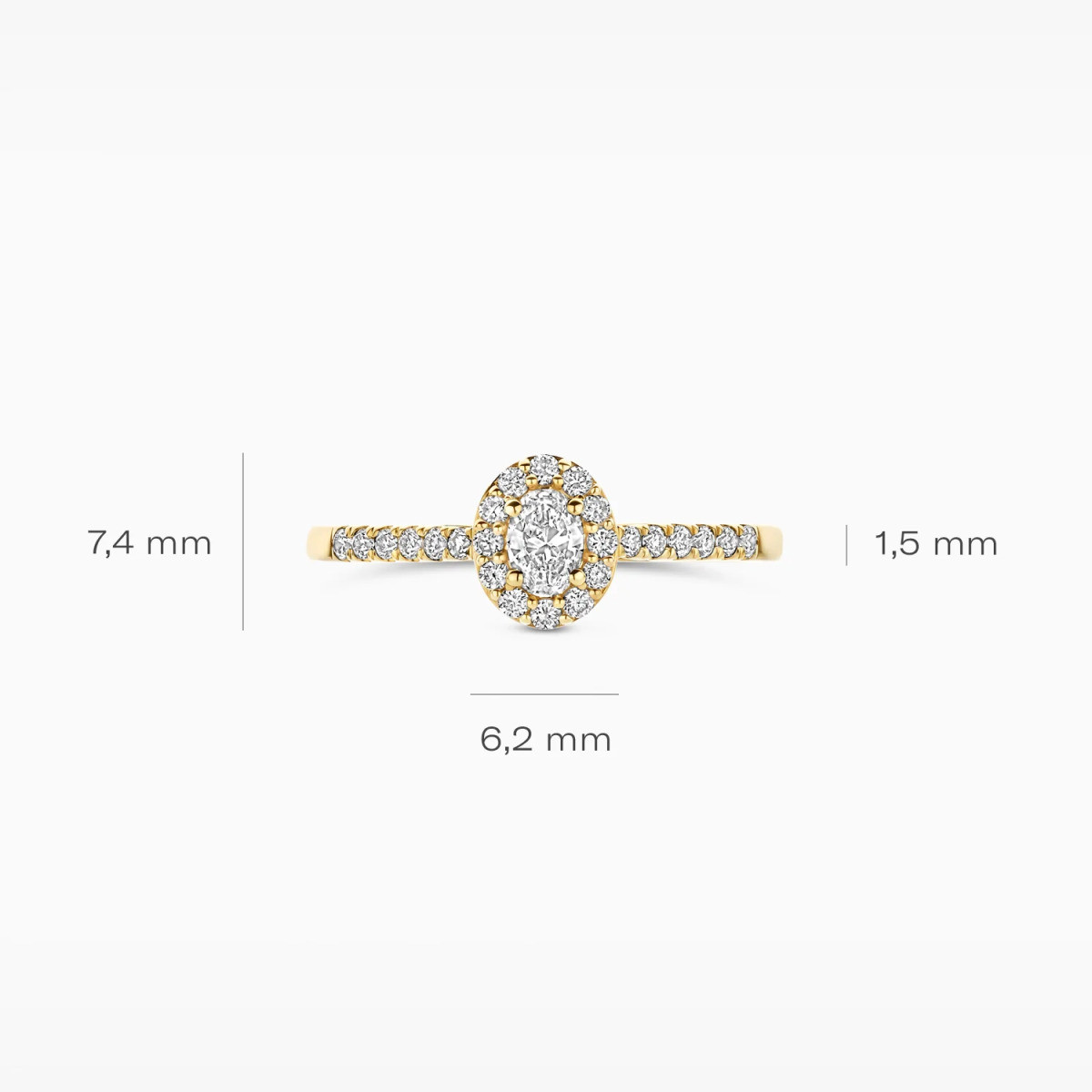 Blush Lab Diamonds LG1045Y ovale gouden ring met lab diamanten 0.44 crt 1.5 mm breed