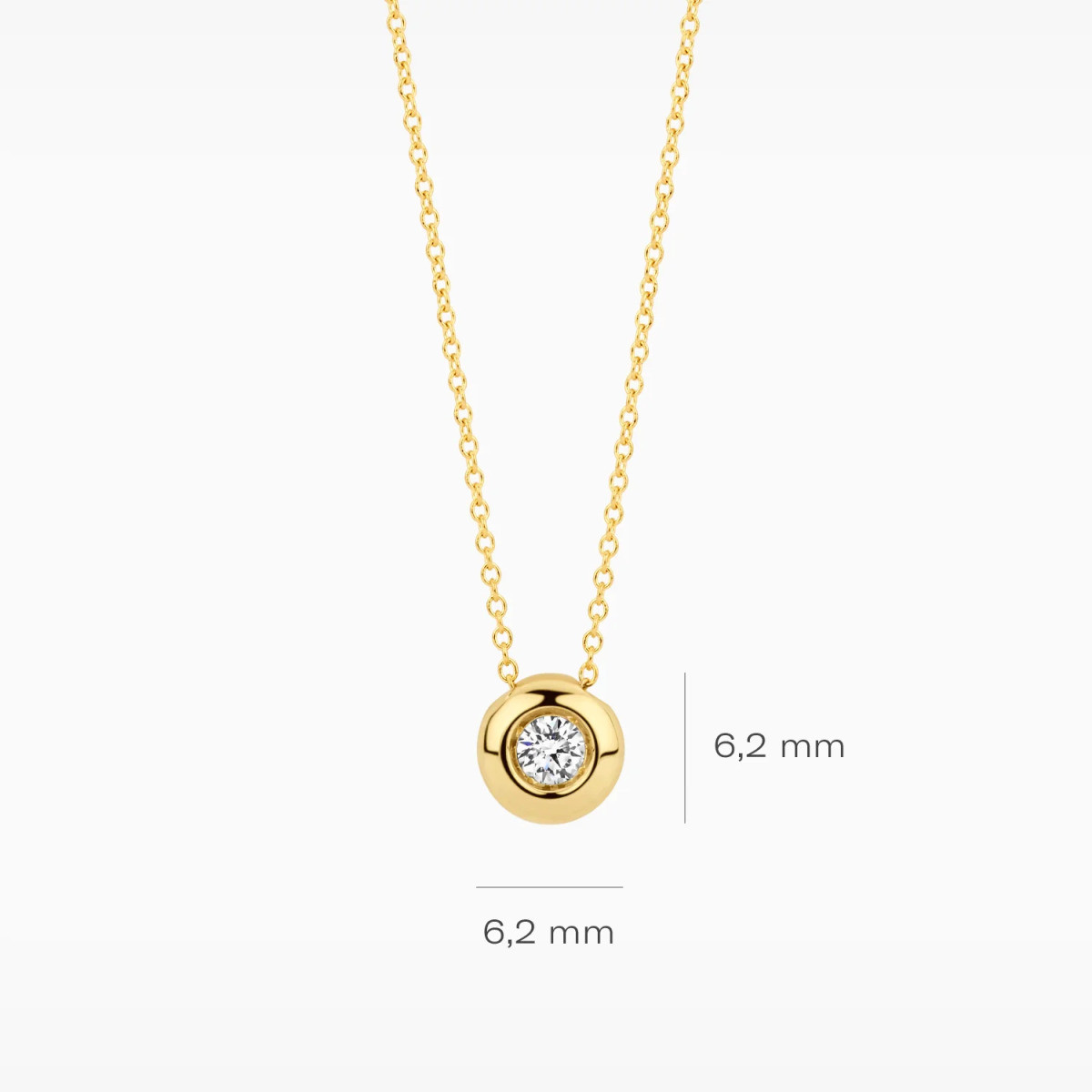 Blush Lab Diamonds LG3005Y gouden ketting met ronde lab grown diamant 0.10 crt - Lengte 42 cm