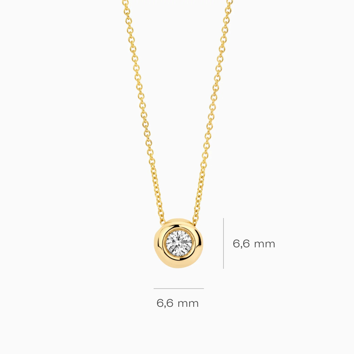 Blush Lab Diamonds LG3006Y gouden ketting met ronde lab grown diamant 0.15 crt - Lengte 42 cm