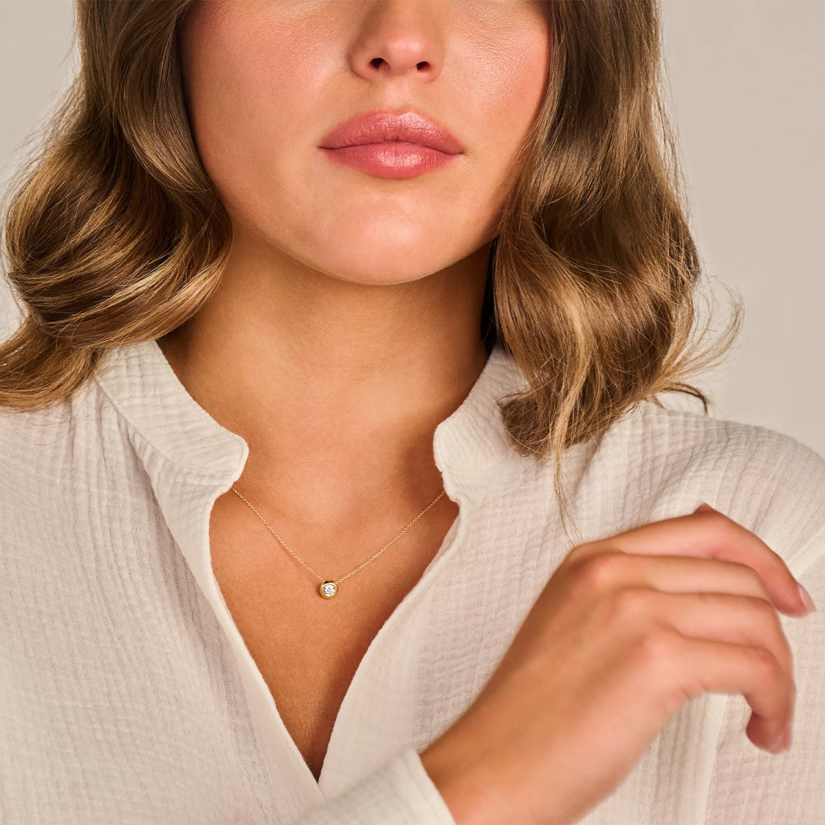 Blush Lab Diamonds LG3007Y gouden ketting met lab grown diamant 0.25 crt - Lengte 42 cm
