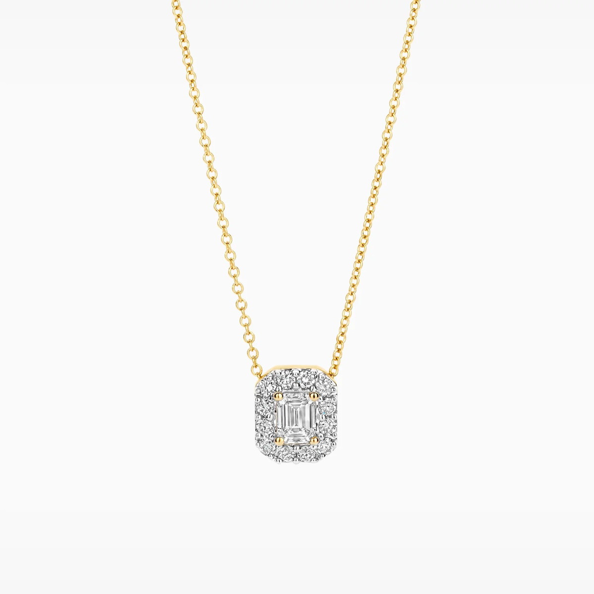 Blush Lab Diamonds LG3009Y gouden diamanten ketting 0.40 crt rechthoek 6.6 mm x 7.7 mm - Lengte 42 cm