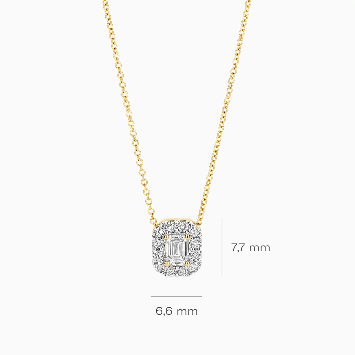 Blush Lab Diamonds LG3009Y gouden diamanten ketting 0.40 crt rechthoek 6.6 mm x 7.7 mm - Lengte 42 cm