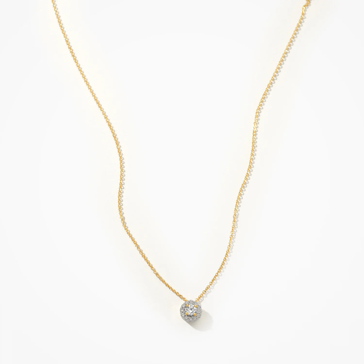 Blush Lab Diamonds LG3010Y gouden ketting met halo lab grown diamant 0.22 crt - Lengte 42 cm