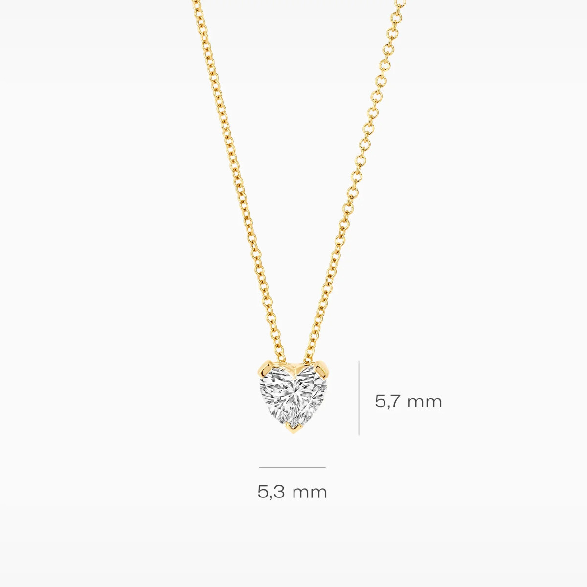 Blush Lab Diamonds LG3011Y gouden ketting met lab grown diamant hart 0.50 crt 5.3 mm x 5.7 mm - Lengte 42 cm