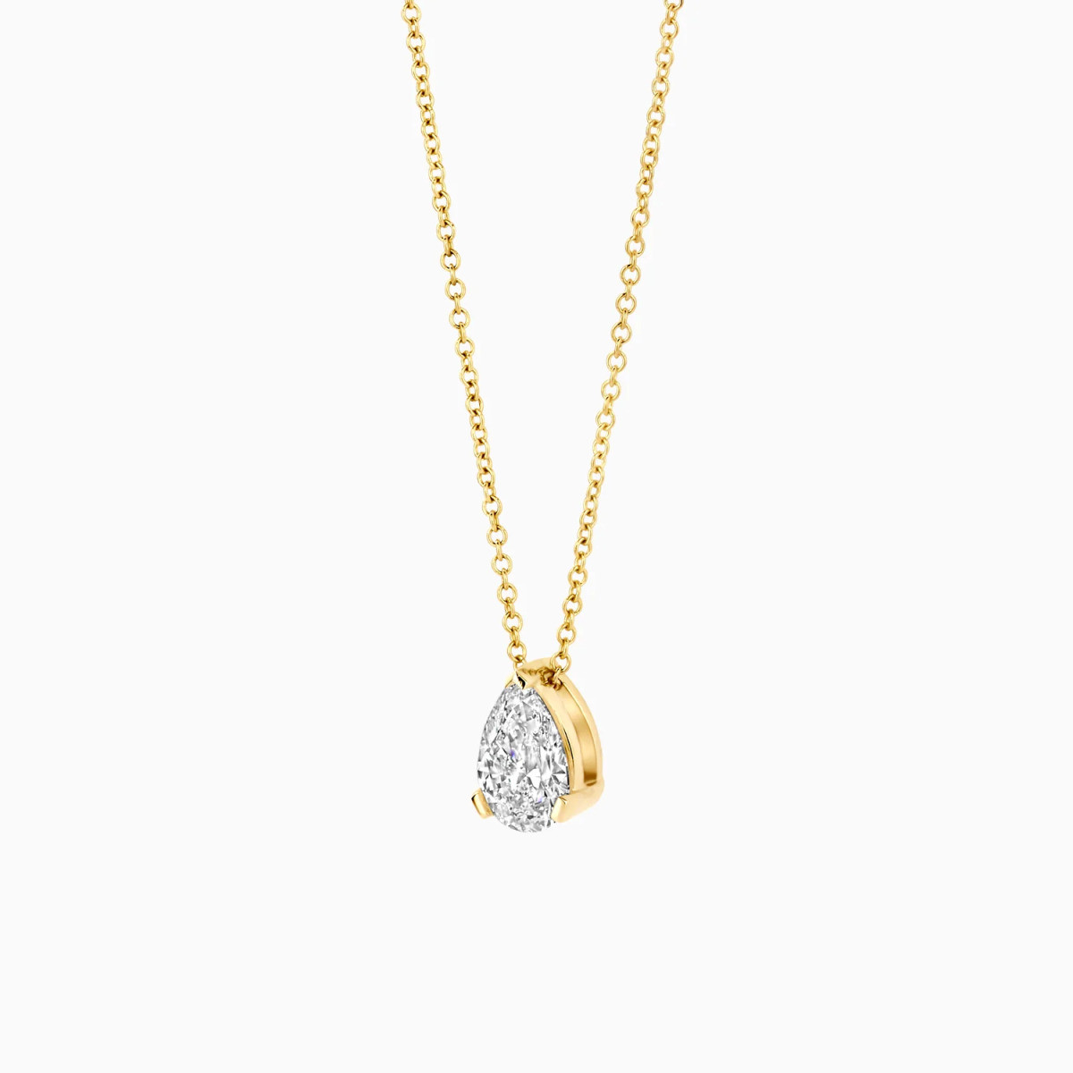 Blush Lab Diamonds LG3012Y gouden ketting lab grown diamant peer 0.50 crt 4.9 mm x 7.2 mm - Lengte 42 cm